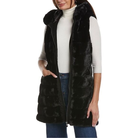 Via Spiga hooded fur long vest - Picture 7 of 8